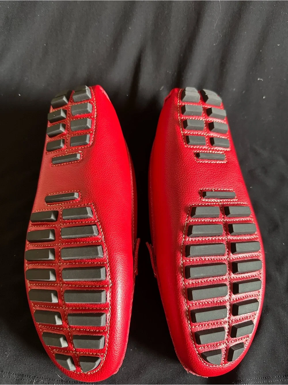 Bright Red Leather Slip-On Women's Loafers